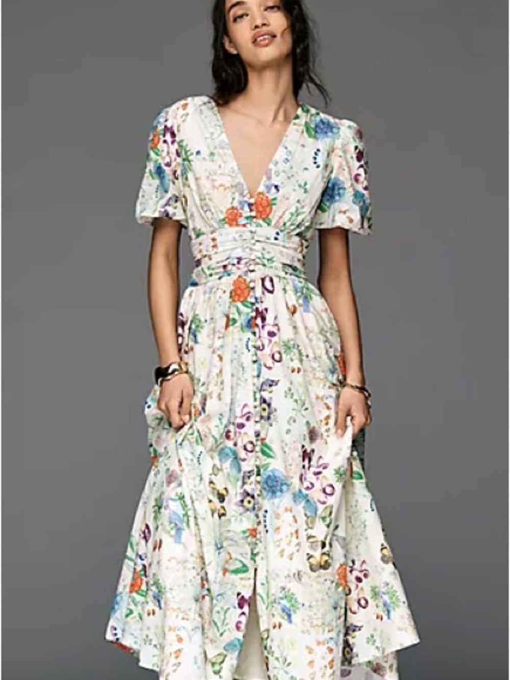 Anthropologie Katerina Botanical Dress Butterflies, Flowers and Birds